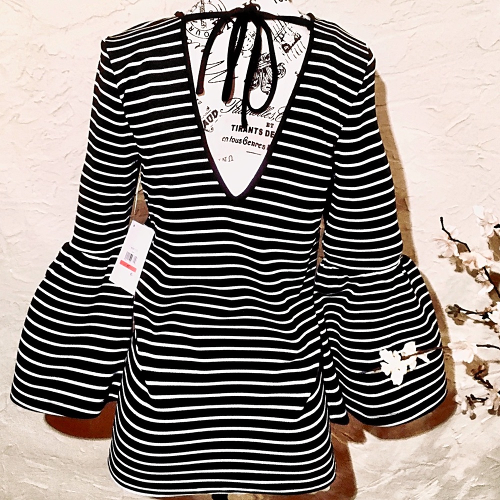 Kensie Black & White Striped Top NWT - Picture 2 of 8